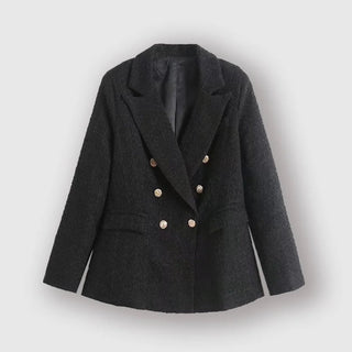 Abilene - Dame Tweed Dobbeltradet Blazer - Klassisk Langærmet Jakke - Cayana - 4