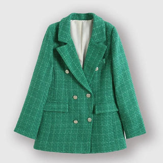 Abilene - Dame Tweed Dobbeltradet Blazer - Klassisk Langærmet Jakke - Cayana - 5