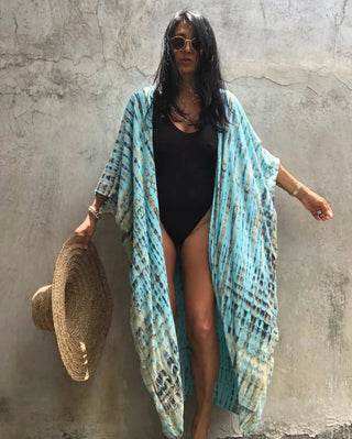 Beach Cover Up for Swimwear Women's Tie Dye Kimono - Cayana - 15