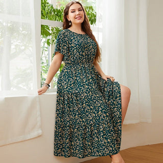 Blomstret Kjole (Plus Size) - Cayana - 1