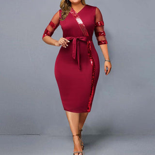 Bodycon Kjole med Glitter Plus Size - Cayana - 2