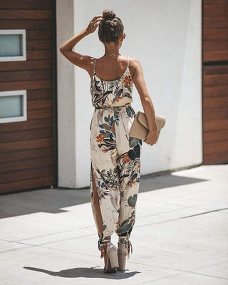 Boho Beige Jumpsuit med farverige Blomster - Jumpsuit - Cayana - 3