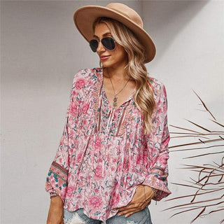 Boho hippie bluse i pink - Blouse - Cayana - 4