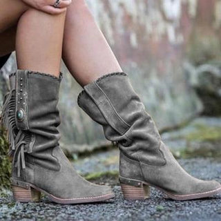 Boho mellemlange støvler med frynser - Boots - Cayana - 9