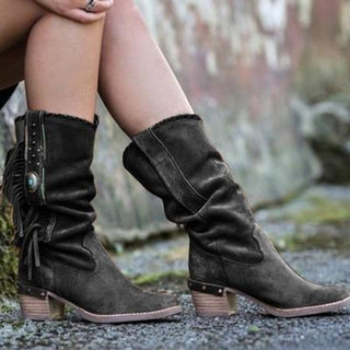 Boho mellemlange støvler med frynser - Boots - Cayana - 7