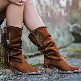 Boho mellemlange støvler med frynser - Boots - Cayana - 10