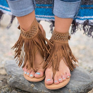 Boho-sandaler med frynser - Sandals - Cayana - 1