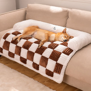 Cream Square Plaid Cozy Hundemadras Møbelbeskytter Cover - Cayana - 16