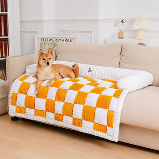 Cream Square Plaid Cozy Hundemadras Møbelbeskytter Cover - Cayana - 13