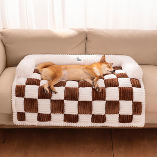 Cream Square Plaid Cozy Hundemadras Møbelbeskytter Cover - Cayana - 7