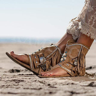 Etniske boho-sandaler med frynser - Sandals - Cayana - 2