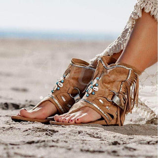 Etniske boho-sandaler med frynser - Sandals - Cayana - 3