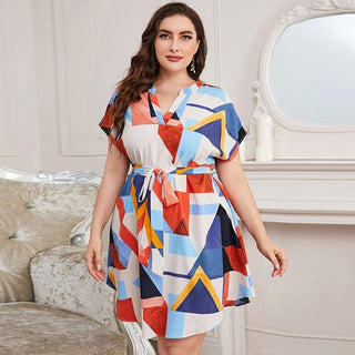 Kjole med Farverig Print Plus Size - Cayana - 1