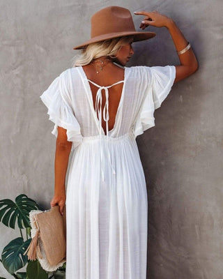 Maxikjole i boho-stil i hvid - Dress - Cayana - 4