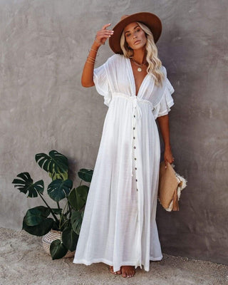 Maxikjole i boho-stil i hvid - Dress - Cayana - 2