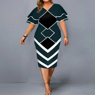 Midi jurk med rynker (plus size) - Cayana - 2