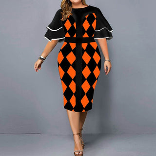 Midi Kjole med Print (Plus Size) - Cayana - 4