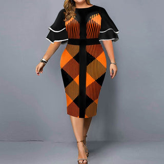 Midi Kjole med Print (Plus Size) - Cayana - 6