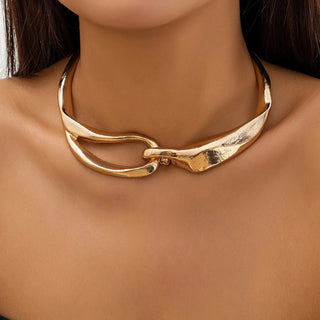 Oversized Chunky Metal Choker Kæder - Punk Gothic Style med Twisted Kæder - Accessoires en Sieraden - Cayana - 1