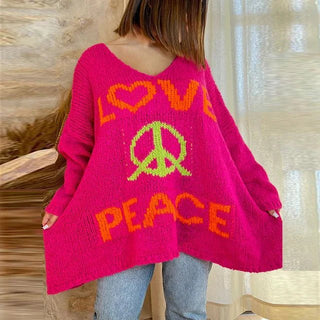 Peace & Love strikket sweater til damer - Cayana - 2