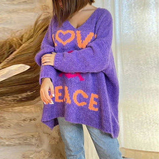 Peace & Love strikket sweater til damer - Cayana - 7