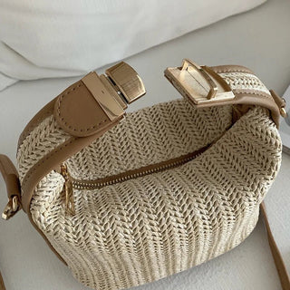 Vævet beige græs crossbody-taske - Cayana - 5