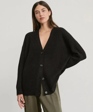 Vilma - Dame V - Hals Oversized Strik Cardigan, Knaplukket Hyggelig Pasform - Cayana - 6