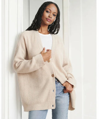 Vilma - Dame V - Hals Oversized Strik Cardigan, Knaplukket Hyggelig Pasform - Cayana - 4