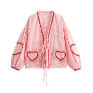 Vintage Elegant Loose Heart Bags Bluse - Cayana - 5