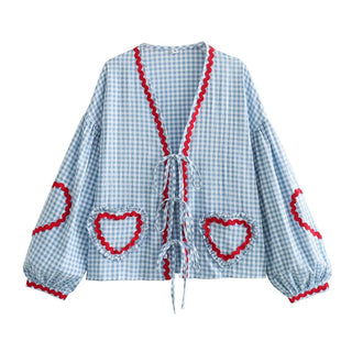 Vintage Elegant Loose Heart Bags Bluse - Cayana - 1