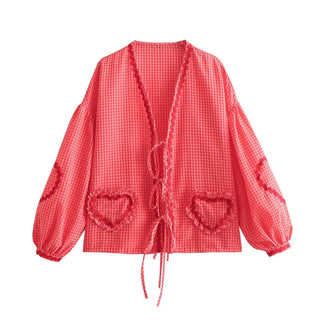 Vintage Elegant Loose Heart Bags Bluse - Cayana - 7