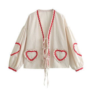 Vintage Elegant Loose Heart Bags Bluse - Cayana - 2