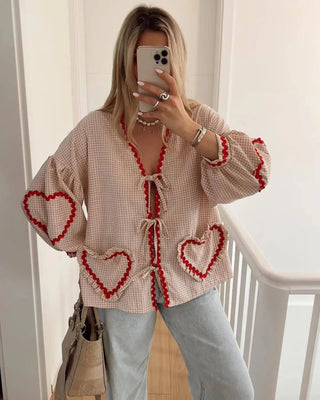 Vintage Elegant Loose Heart Bags Bluse - Cayana - 3