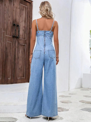 Elsje™ Denim Jumpsuit met Wijde Pijpen - Wavess