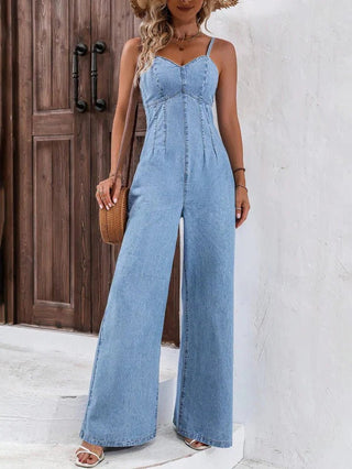 Elsje™ Denim Jumpsuit met Wijde Pijpen - Wavess