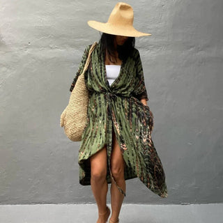 Genesis | Stilfuld kimono armygrøn - Jurken - Cayana - 4