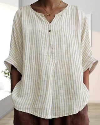 Marion | Stribet bluse med 3/4 ærmer - Tops en Shirts - Cayana - 1