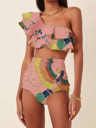 Sara | One Shoulder Bikini med print - Cayana - 3