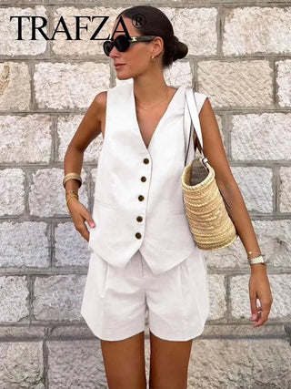 Sommer Elegance Vest & Shorts-sæt - Cayana - 1